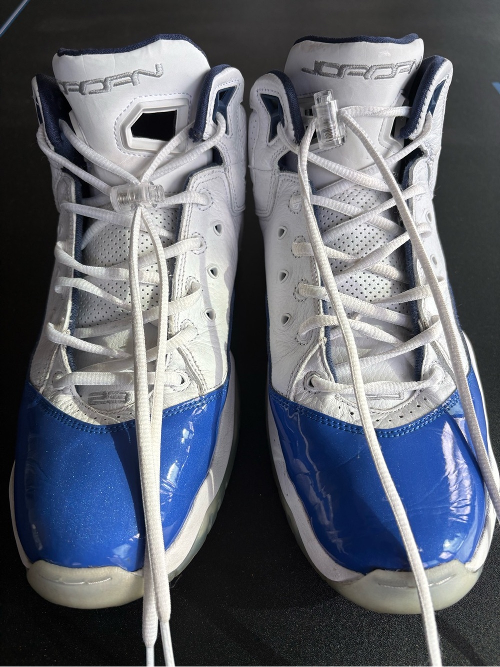Jordan Retro 11 Style White Blue Silver Basketball Sneakers Size 12